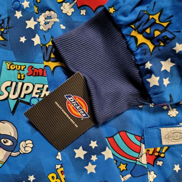 Dickies Dentist Dental Assistant Scrubs Jacket Snap Button Long Sleeve 2XL NEW - Picture 4 of 9